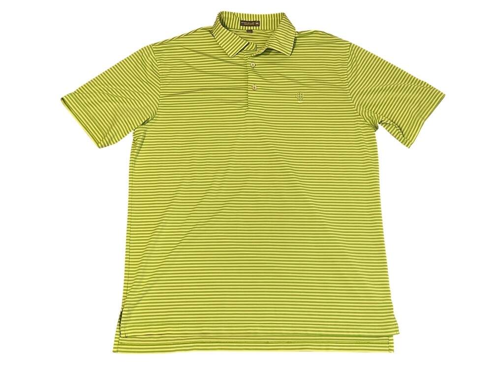 Peter Millar Polo Shirt Mens Large Green Striped Summer Comfort Golf Performance